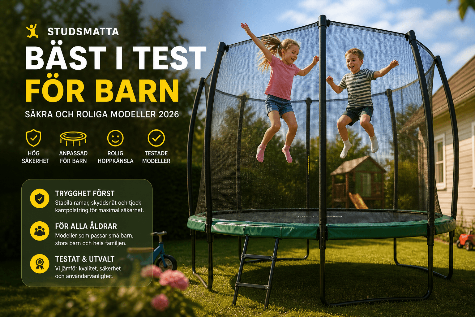 Studsmatta för barn – trygg och rolig hoppmiljö i trädgården